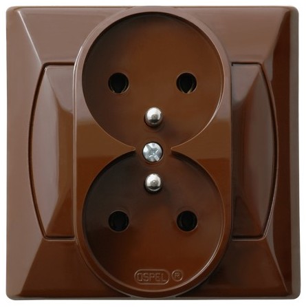 Product: AKCENT BRĄZ GNIAZDO 2X Z/U ZACISKI ŚRUBOWE 16A 250V