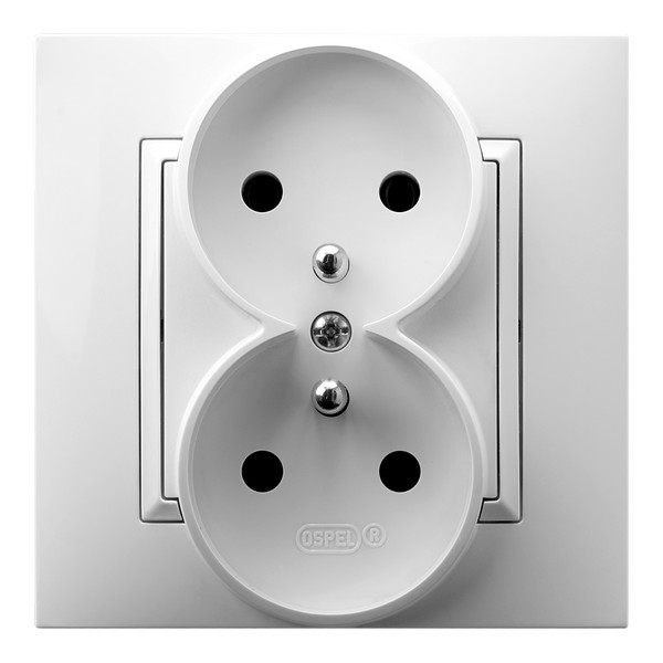 Product: ARIA BIAŁY GNIAZDO 2X Z/U ZACISKI ŚRUBOWE 16A 250V