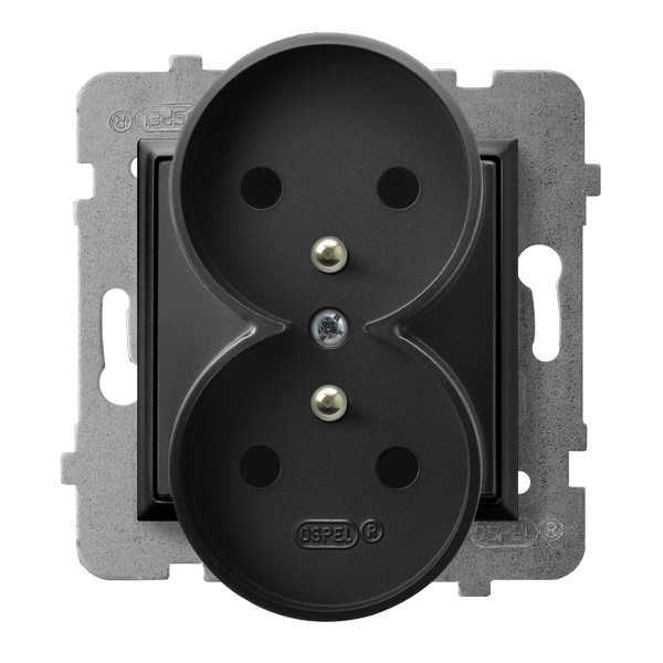 Product: ARIA MODUŁ CZARNY MAT GNIAZDO 2X Z/U ZACISKI ŚRUBOWE 16A 250V