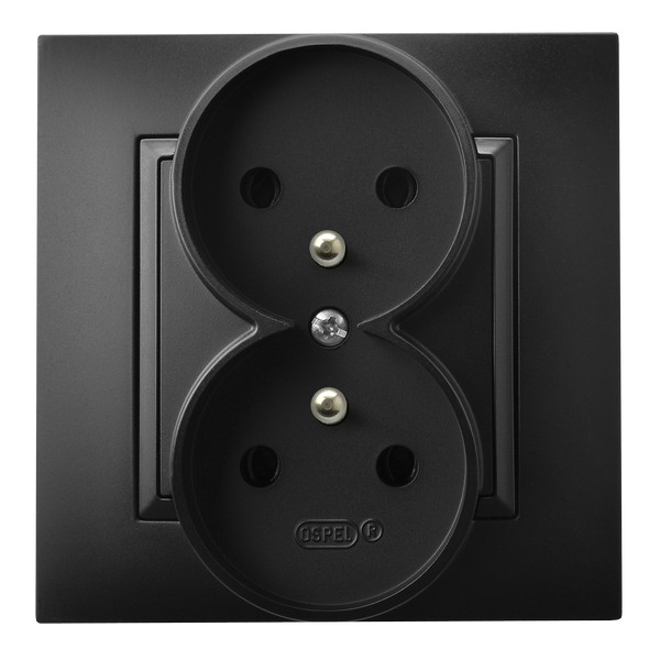 Product: ARIA CZARNY MAT GNIAZDO 2X Z/U ZACISKI ŚRUBOWE 16A 250V