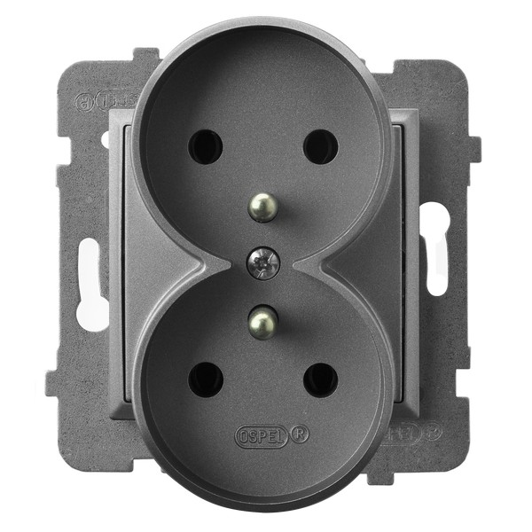 Product: ARIA MODUŁ SZARY MAT GNIAZDO 2X Z/U ZACISKI ŚRUBOWE 16A 250V