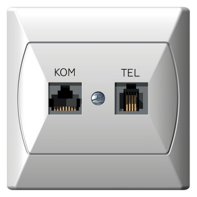 Gniazdo komputerowo-telefoniczne RJ 45 kat. 5e, (8-stykowe) + RJ 11 (4-stykowe)